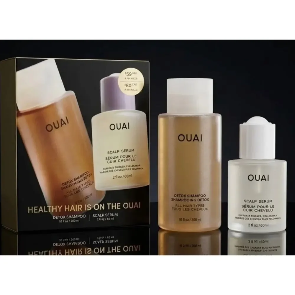 OUAI Healthy Hair Set Full Size Detox Shampoo & Scalp Serum Kit New in Box